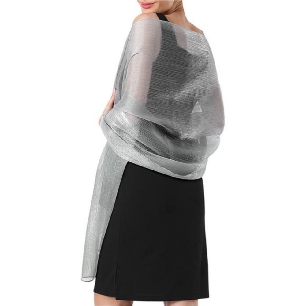 HOT Womens Shawls and Wraps Silver Grey - Picture 2 of 7